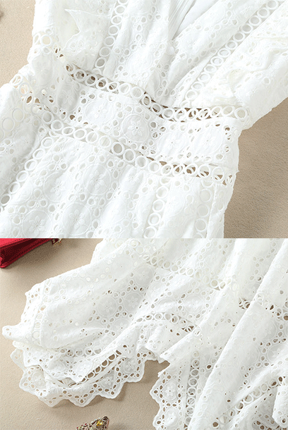 Asymmetrical Eyelet White Dress