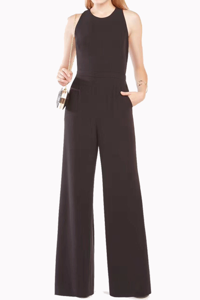 BCBG Sleeveless Cutout Black Playsuit Jumpsuit