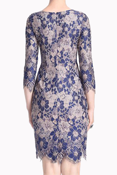 Plus Size Elbow Sleeves Lace Pencil Dress