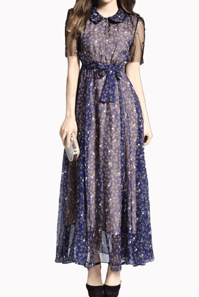 Floral-print Crepe de Chine Maxi Dress