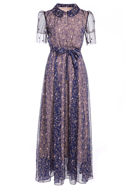 Floral-print Crepe de Chine Maxi Dress