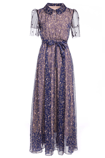 Floral-print Crepe de Chine Maxi Dress