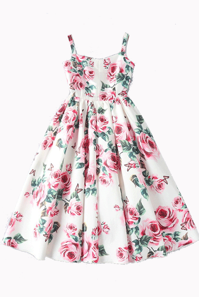 Rose Print Jacquard Cocktail Dress