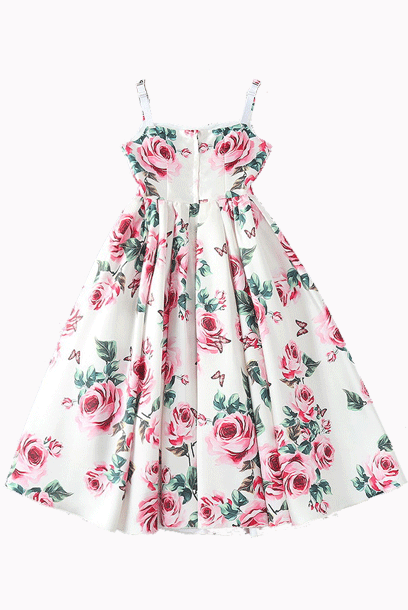 Rose Print Jacquard Cocktail Dress