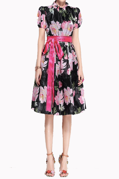 Puffed Sleeves Floral Dress