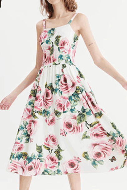 Rose Floral Midi Dress