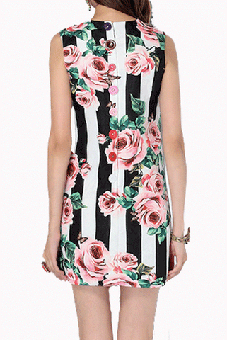 Rose and Stripes 3D Butterflies Dress