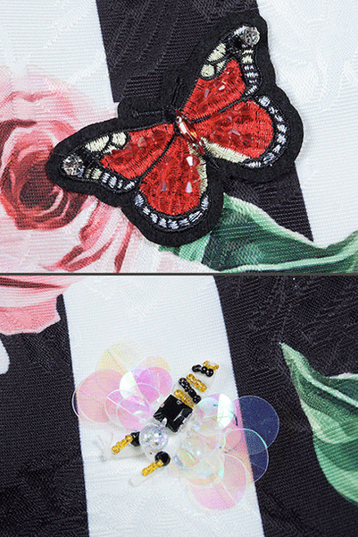 Rose and Stripes 3D Butterflies Dress