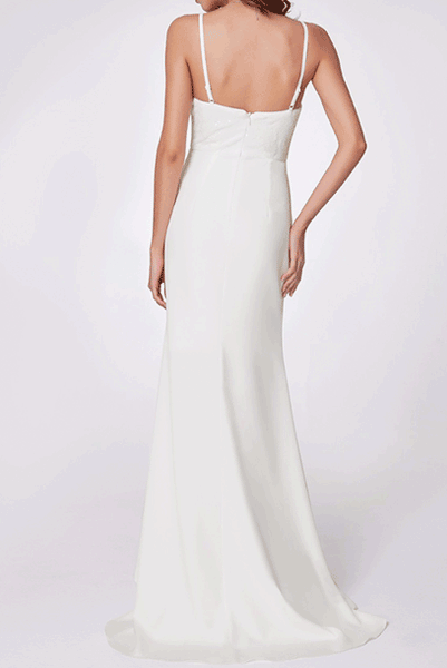 Asymmetrical Sequin White Evening Wedding Dress