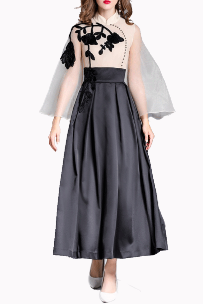 Bell Sleeves Avant Garde Modern Korean QIpao Cheongsam Dress