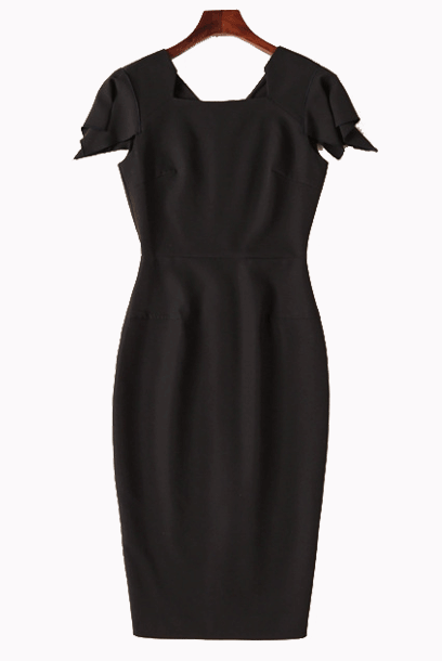 Origami Sleeves Pencil Dress