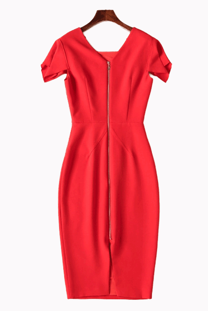 Origami Sleeves Pencil Dress