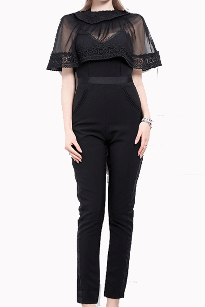 Trimmed Overlay Playsuit Jumpsuit