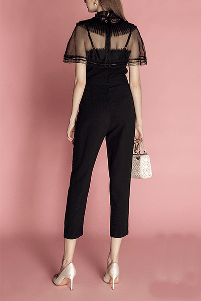 Trimmed Overlay Playsuit Jumpsuit