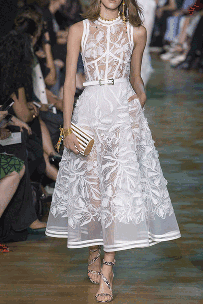 Elle White A-Line Lace Maxi Dress