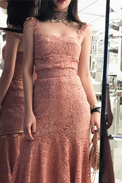 Bustier Crochet Lace Midi Dress