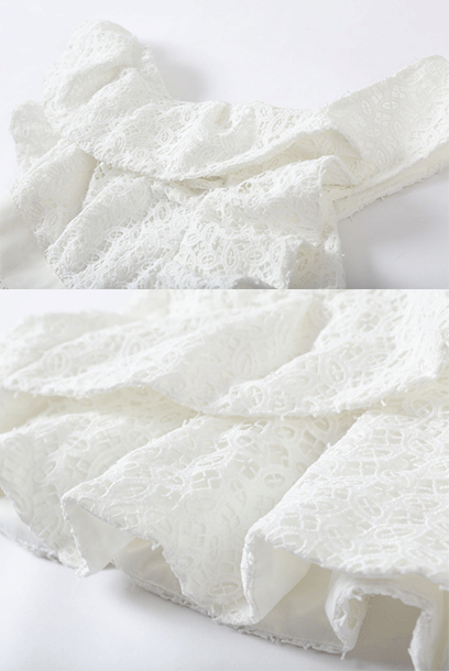 One Shoulder White Asymmetrical Ruffled Mini Dress