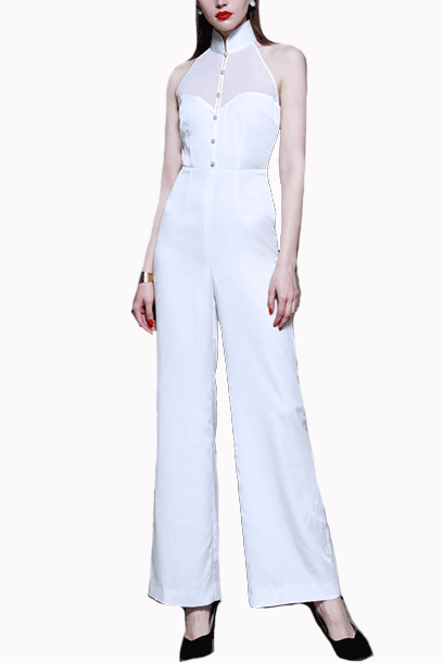 Halter Neck Qipao Playsuit Jumpsuit
