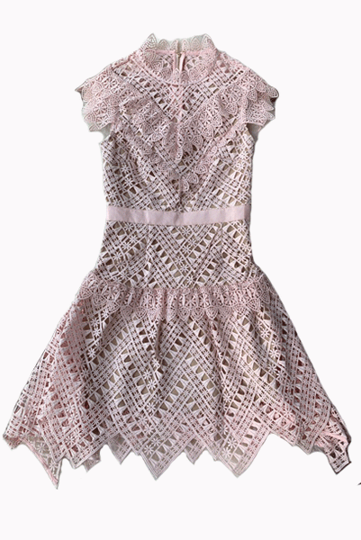 Guipure Lace Pink Mini Dress