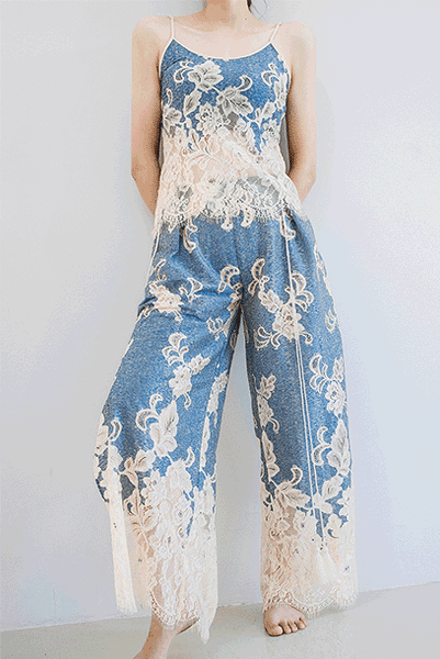 Lace Overlay Top & Pants Set