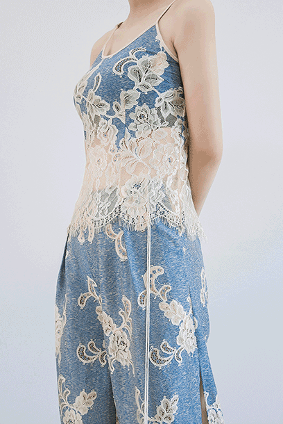 Lace Overlay Top & Pants Set