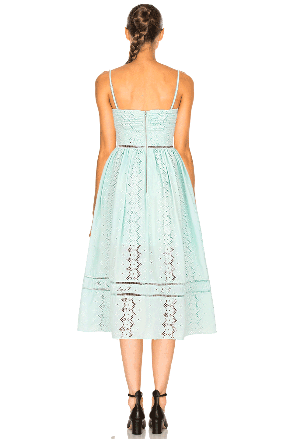 Spaghetti Straps Eyelet Crepe Midi Dress