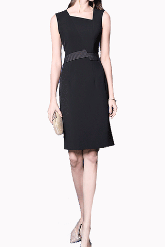 Sleeveless Asymmetrical Illusioned Pencil Dress