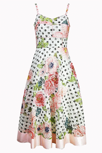 Sleeveless Floral Sequin Midi Dress