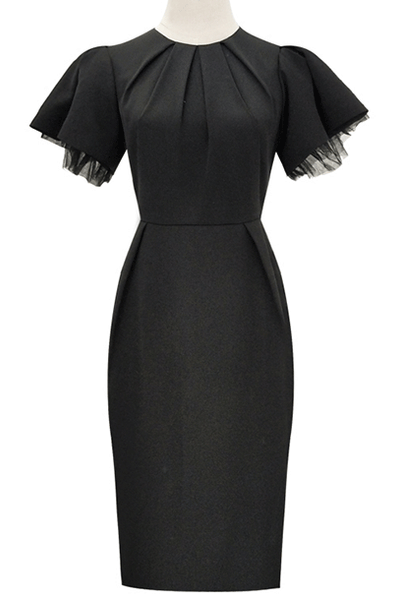 Mcqueen Theatrical Sleeves Black Pencil Dress