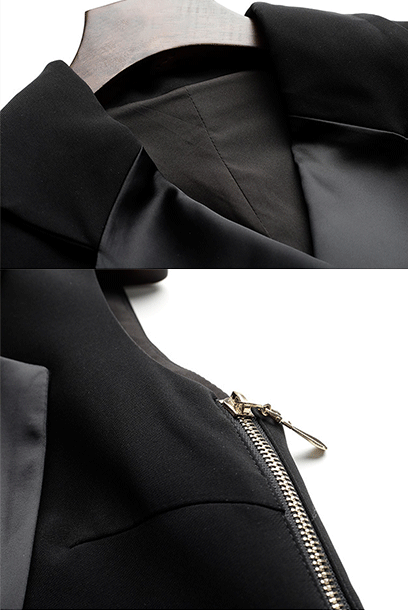 Sleeveless Notched Lapel Peplum Pencil Dress