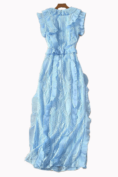 Sleeveless Ruffled Lace Maxi Dress