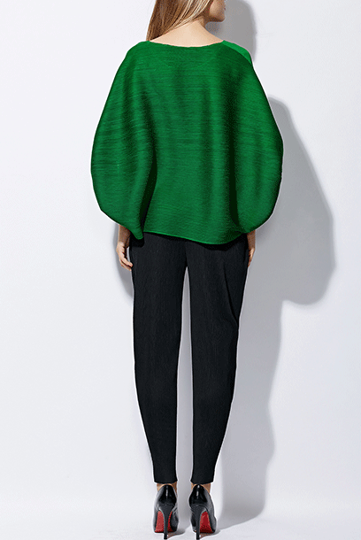 Elbow Balloon Sleeves Pleats Please Blouse