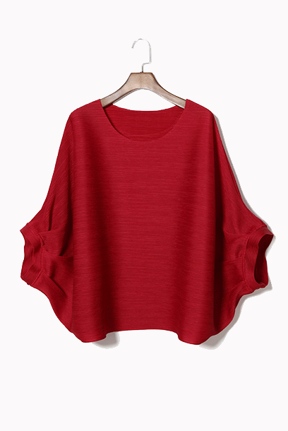 Elbow Balloon Sleeves Pleats Please Blouse