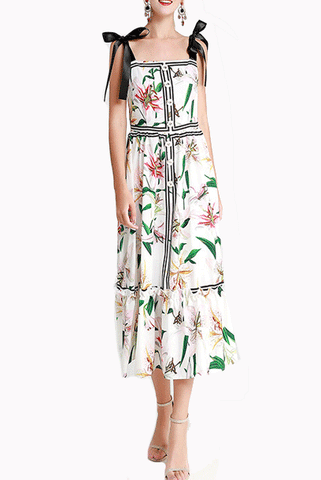 Sleeveless Lily Printed Midi Dress