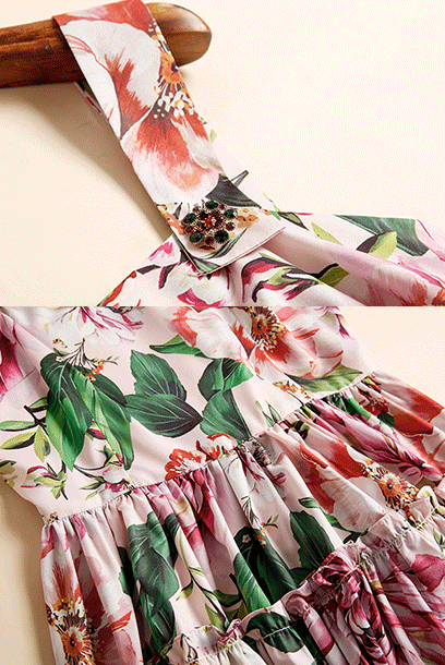 Sleeveless Floral Tiered Midi Dress
