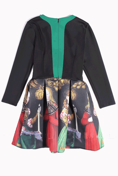 Chictopia Long Sleeves Gothic Skater Dress