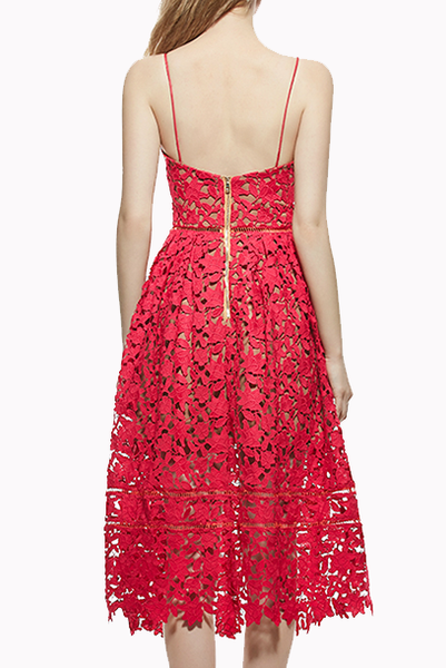 Textured Guipure Lace Midi Dress